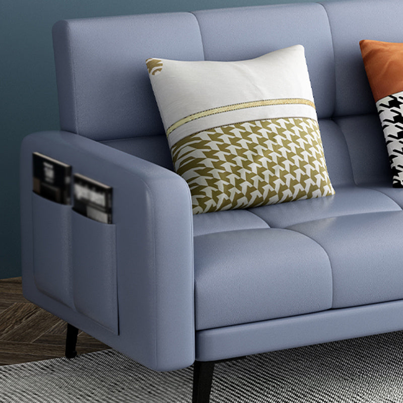 Faux Leather Convertible Sofa Square Arm 39 "W Sofa with Storage Clearhalo 'furn' 'furn_sofas' 'Furniture' 'furniture_sofas' 'kitchen' 'kitchen_sofas' 'Living Room Furniture' 'Sofa' 'sofas' 4689061