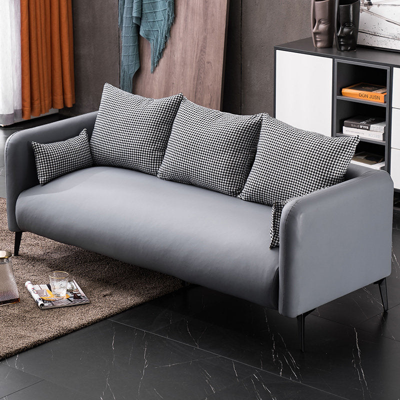 3-seater Pillow Top Arm Reclining Sofa for Living Room 28.35" Wide Grey Clearhalo 'furn' 'furn_sofas' 'Furniture' 'furniture_sofas' 'kitchen' 'kitchen_sofas' 'Living Room Furniture' 'Sofa' 'sofas' 4689075