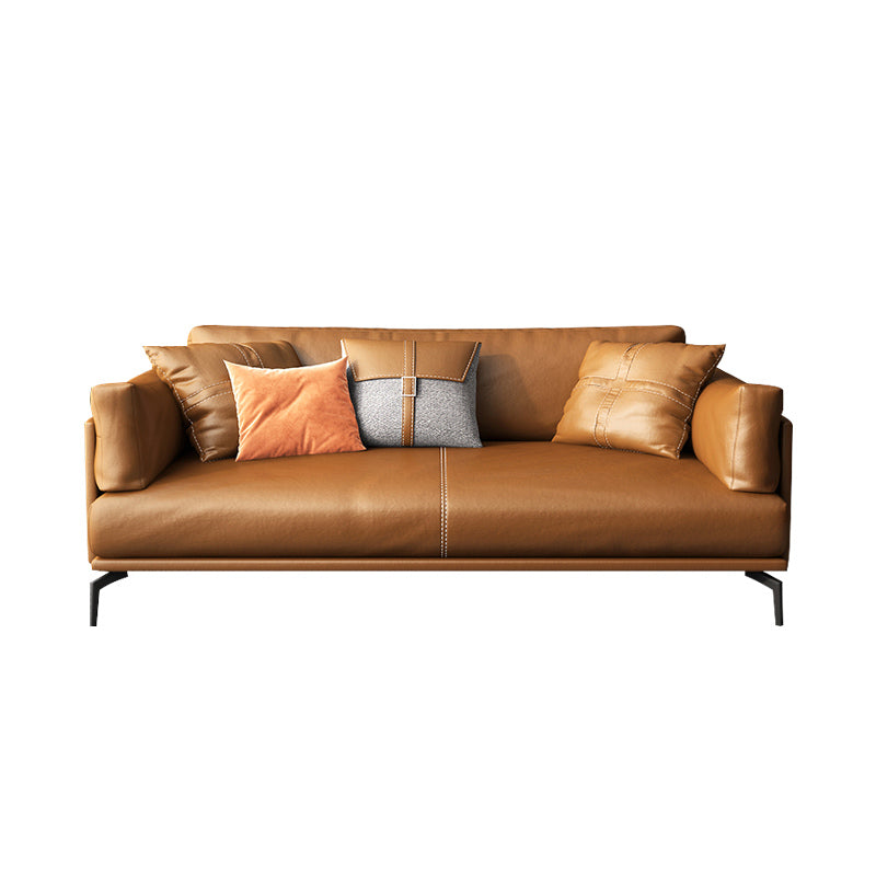 Stationary Living Room Pillow Top Arm Standard Cushions Sofa Chaise 61"L x 33.5"W x 33.5"H Genuine Leather Clearhalo 'furn' 'furn_sofas' 'Furniture' 'furniture_sofas' 'kitchen' 'kitchen_sofas' 'Living Room Furniture' 'Sofa' 'sofas' 4689086