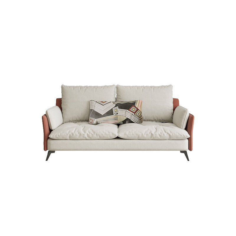 Stationary Living Room Tuxedo Arm Standard Contemporary Sofa Chaise 71"L x 35.5"W x 35.5"H Grey Orange Clearhalo 'furn' 'furn_sofas' 'Furniture' 'furniture_sofas' 'kitchen' 'kitchen_sofas' 'Living Room Furniture' 'Sofa' 'sofas' 4689101