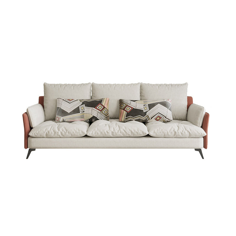 Stationary Living Room Tuxedo Arm Standard Contemporary Sofa Chaise 87"L x 35"W x 35"H Grey Orange Clearhalo 'furn' 'furn_sofas' 'Furniture' 'furniture_sofas' 'kitchen' 'kitchen_sofas' 'Living Room Furniture' 'Sofa' 'sofas' 4689109