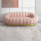25.59"H Scandinavian Solid Color Fleece/Faux Leather Curved Sofa for Bedroom Apartment Pink Wool Clearhalo 'furn' 'furn_sofas' 'Furniture' 'furniture_sofas' 'kitchen' 'kitchen_sofas' 'Living Room Furniture' 'Sofa' 'sofas' 4689119