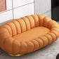 25.59"H Scandinavian Solid Color Fleece/Faux Leather Curved Sofa for Bedroom Apartment Orange Faux Leather Clearhalo 'furn' 'furn_sofas' 'Furniture' 'furniture_sofas' 'kitchen' 'kitchen_sofas' 'Living Room Furniture' 'Sofa' 'sofas' 4689120