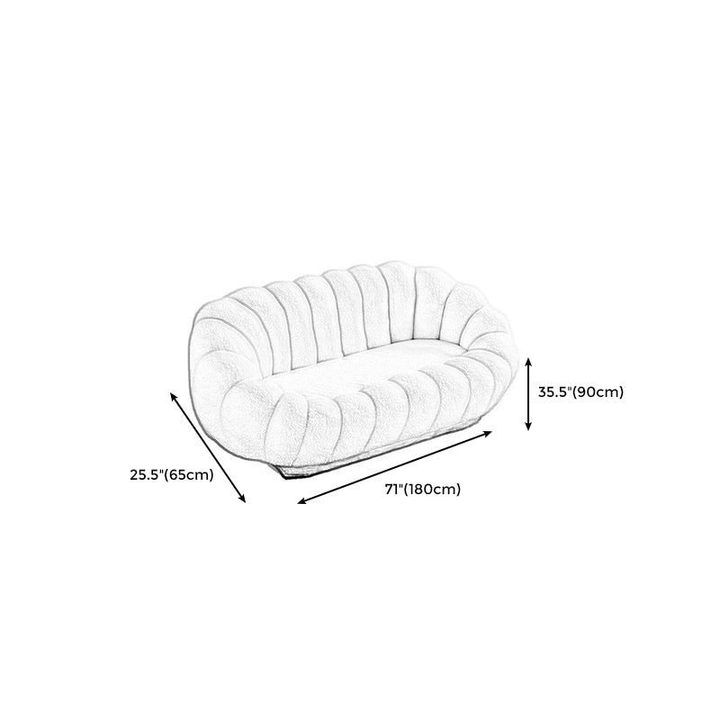 25.59"H Scandinavian Solid Color Fleece/Faux Leather Curved Sofa for Bedroom Apartment Clearhalo 'furn' 'furn_sofas' 'Furniture' 'furniture_sofas' 'kitchen' 'kitchen_sofas' 'Living Room Furniture' 'Sofa' 'sofas' 4689127