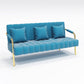 Glam Velvet 3-seat Sofa with Sewn Pillow Back 22" Wide 28" High Sky Blue Clearhalo 'furn' 'furn_sofas' 'Furniture' 'furniture_sofas' 'kitchen' 'kitchen_sofas' 'Living Room Furniture' 'Sofa' 'sofas' 4689132