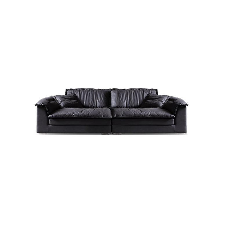 Living Room Contemporary Black Pillows Standard Stationary Sofa Chaise 94.5"L x 47"W x 31"H Latex Clearhalo 'furn' 'furn_sofas' 'Furniture' 'furniture_sofas' 'kitchen' 'kitchen_sofas' 'Living Room Furniture' 'Sofa' 'sofas' 4689145