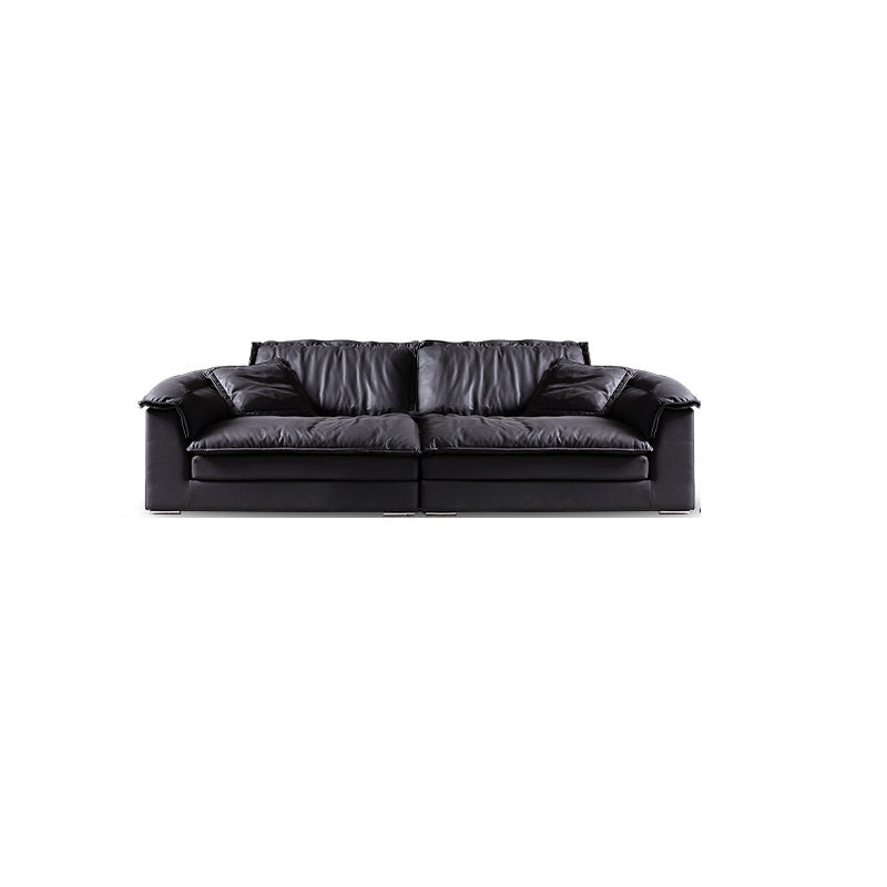 Living Room Contemporary Black Pillows Standard Stationary Sofa Chaise 87"L x 47"W x 31"H Clearhalo 'furn' 'furn_sofas' 'Furniture' 'furniture_sofas' 'kitchen' 'kitchen_sofas' 'Living Room Furniture' 'Sofa' 'sofas' 4689146