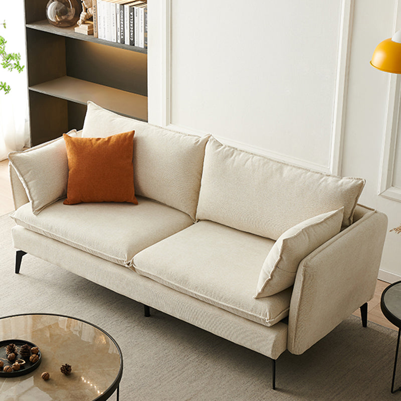 Modern Linen Tuxedo Arm Sofa with Bolster Pillows for Living Room, Apartment Clearhalo 'furn' 'furn_sofas' 'Furniture' 'furniture_sofas' 'kitchen' 'kitchen_sofas' 'Living Room Furniture' 'Sofa' 'sofas' 4689160