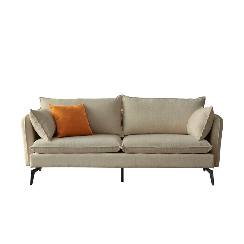 Modern Linen Tuxedo Arm Sofa with Bolster Pillows for Living Room, Apartment Brown Clearhalo 'furn' 'furn_sofas' 'Furniture' 'furniture_sofas' 'kitchen' 'kitchen_sofas' 'Living Room Furniture' 'Sofa' 'sofas' 4689163