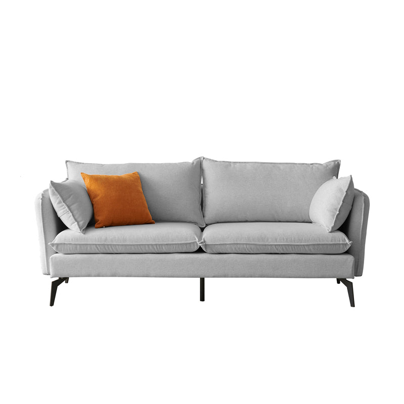 Modern Linen Tuxedo Arm Sofa with Bolster Pillows for Living Room, Apartment Light Gray Clearhalo 'furn' 'furn_sofas' 'Furniture' 'furniture_sofas' 'kitchen' 'kitchen_sofas' 'Living Room Furniture' 'Sofa' 'sofas' 4689164