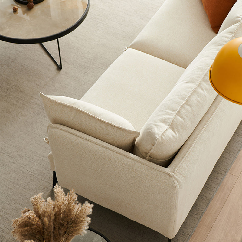 Modern Linen Tuxedo Arm Sofa with Bolster Pillows for Living Room, Apartment Clearhalo 'furn' 'furn_sofas' 'Furniture' 'furniture_sofas' 'kitchen' 'kitchen_sofas' 'Living Room Furniture' 'Sofa' 'sofas' 4689165