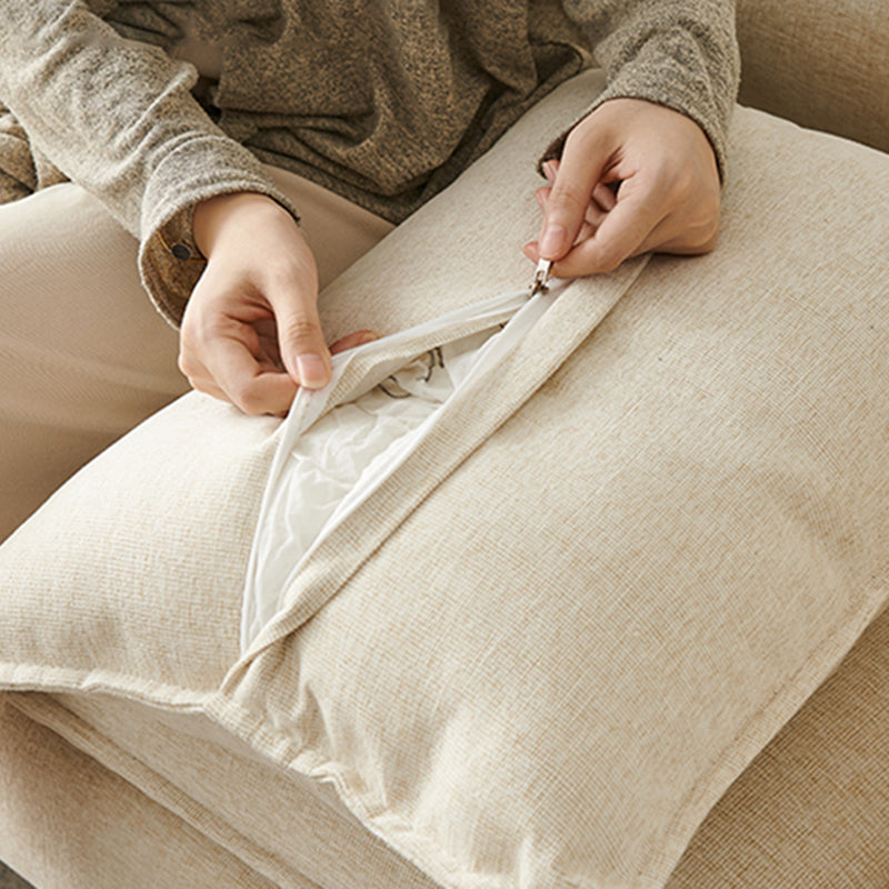 Modern Linen Tuxedo Arm Sofa with Bolster Pillows for Living Room, Apartment Clearhalo 'furn' 'furn_sofas' 'Furniture' 'furniture_sofas' 'kitchen' 'kitchen_sofas' 'Living Room Furniture' 'Sofa' 'sofas' 4689167