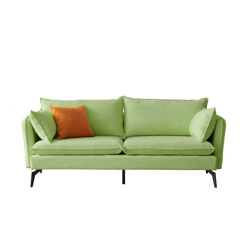 Modern Linen Tuxedo Arm Sofa with Bolster Pillows for Living Room, Apartment Green Clearhalo 'furn' 'furn_sofas' 'Furniture' 'furniture_sofas' 'kitchen' 'kitchen_sofas' 'Living Room Furniture' 'Sofa' 'sofas' 4689170