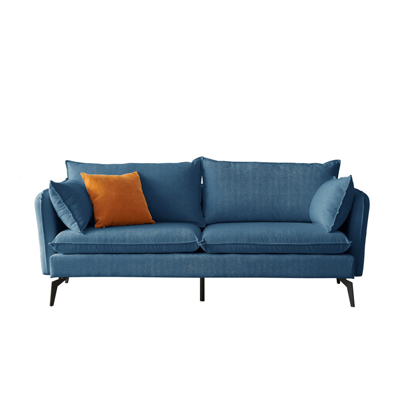 Modern Linen Tuxedo Arm Sofa with Bolster Pillows for Living Room, Apartment Blue Clearhalo 'furn' 'furn_sofas' 'Furniture' 'furniture_sofas' 'kitchen' 'kitchen_sofas' 'Living Room Furniture' 'Sofa' 'sofas' 4689172