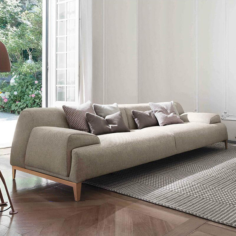 with Storage Linen Living Room Recessed Arm Beige Contemporary Settee 82.7"L x 35.4"W x 29.5"H Pillow Included Clearhalo 'furn' 'furn_sofas' 'Furniture' 'furniture_sofas' 'kitchen' 'kitchen_sofas' 'Living Room Furniture' 'Sofa' 'sofas' 4689197