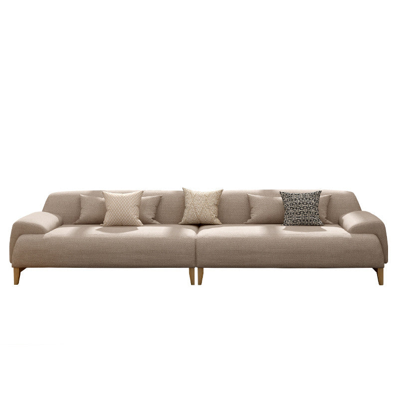 with Storage Linen Living Room Recessed Arm Beige Contemporary Settee 110.2"L x 35.4"W x 29.5"H Clearhalo 'furn' 'furn_sofas' 'Furniture' 'furniture_sofas' 'kitchen' 'kitchen_sofas' 'Living Room Furniture' 'Sofa' 'sofas' 4689199