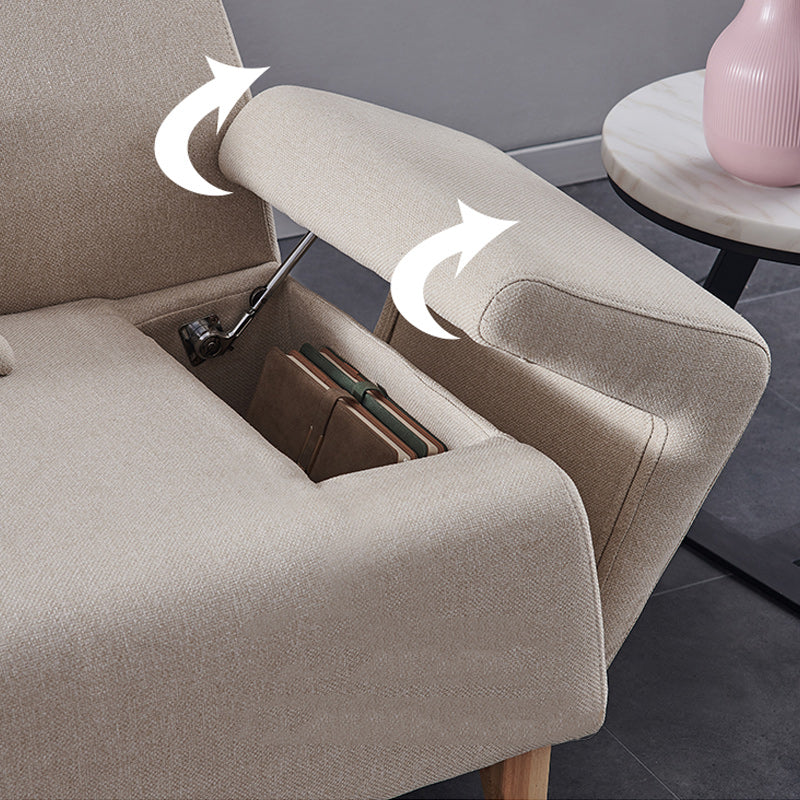 with Storage Linen Living Room Recessed Arm Beige Contemporary Settee Clearhalo 'furn' 'furn_sofas' 'Furniture' 'furniture_sofas' 'kitchen' 'kitchen_sofas' 'Living Room Furniture' 'Sofa' 'sofas' 4689202