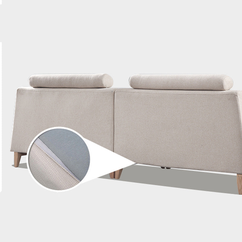 with Storage Linen Living Room Recessed Arm Beige Contemporary Settee Clearhalo 'furn' 'furn_sofas' 'Furniture' 'furniture_sofas' 'kitchen' 'kitchen_sofas' 'Living Room Furniture' 'Sofa' 'sofas' 4689203