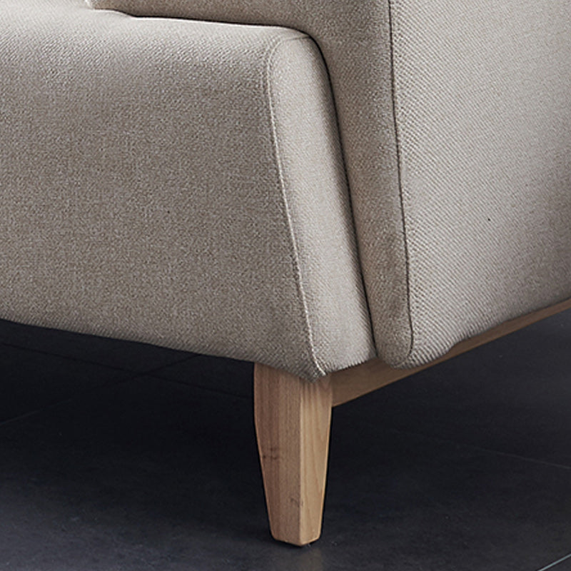 with Storage Linen Living Room Recessed Arm Beige Contemporary Settee Clearhalo 'furn' 'furn_sofas' 'Furniture' 'furniture_sofas' 'kitchen' 'kitchen_sofas' 'Living Room Furniture' 'Sofa' 'sofas' 4689204