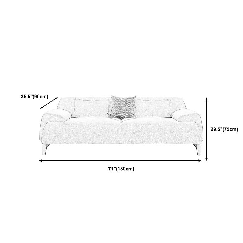 with Storage Linen Living Room Recessed Arm Beige Contemporary Settee Clearhalo 'furn' 'furn_sofas' 'Furniture' 'furniture_sofas' 'kitchen' 'kitchen_sofas' 'Living Room Furniture' 'Sofa' 'sofas' 4689207