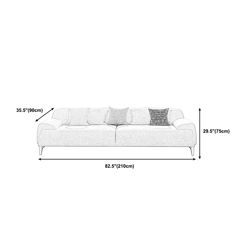 with Storage Linen Living Room Recessed Arm Beige Contemporary Settee Clearhalo 'furn' 'furn_sofas' 'Furniture' 'furniture_sofas' 'kitchen' 'kitchen_sofas' 'Living Room Furniture' 'Sofa' 'sofas' 4689208