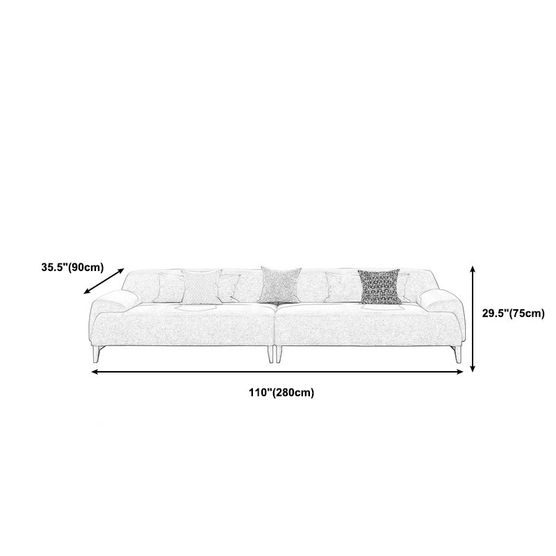 with Storage Linen Living Room Recessed Arm Beige Contemporary Settee Clearhalo 'furn' 'furn_sofas' 'Furniture' 'furniture_sofas' 'kitchen' 'kitchen_sofas' 'Living Room Furniture' 'Sofa' 'sofas' 4689209