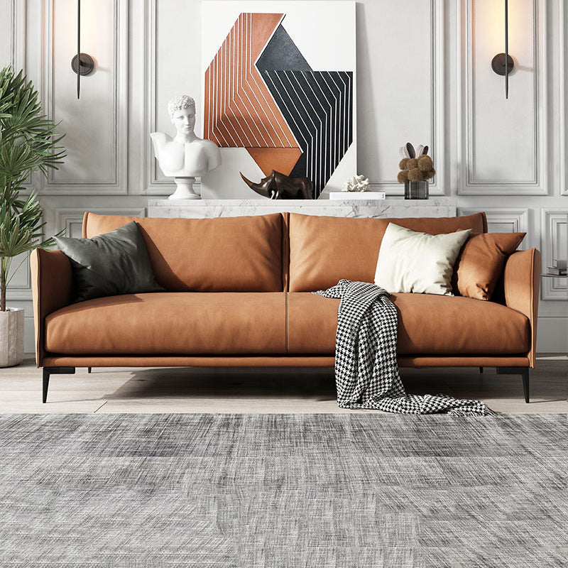 Stationary Living Room Square Arm Standard Orange Sofa with Cushions Clearhalo 'furn' 'furn_sofas' 'Furniture' 'furniture_sofas' 'kitchen' 'kitchen_sofas' 'Living Room Furniture' 'Sofa' 'sofas' 4689210