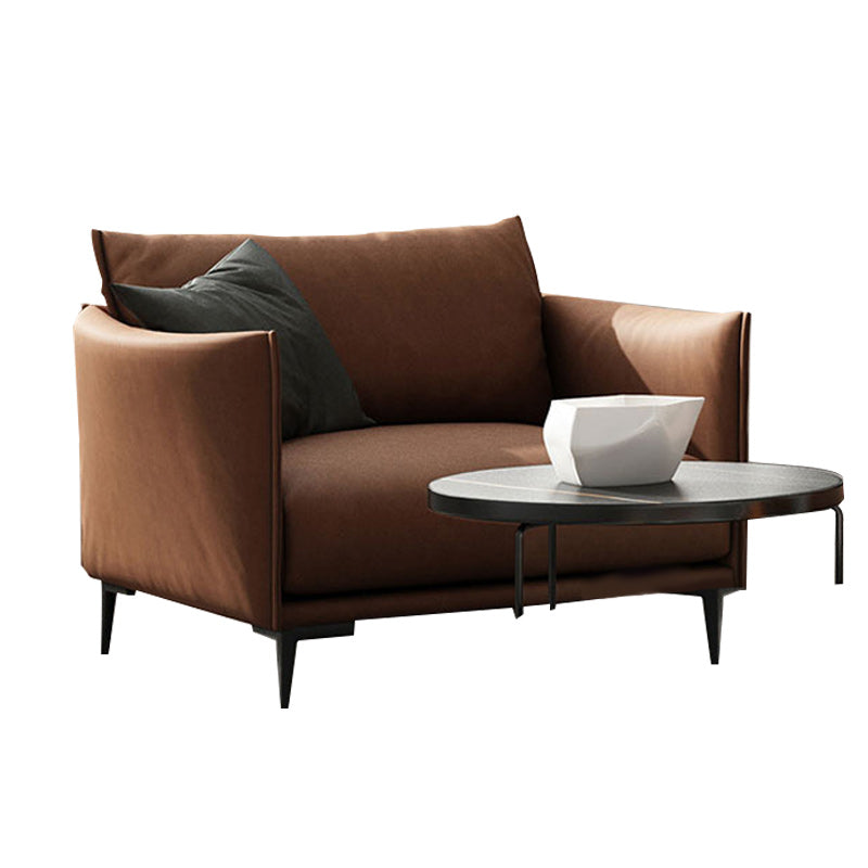 Stationary Living Room Square Arm Standard Orange Sofa with Cushions 35"L x 35"W x 33.5"H Latex Clearhalo 'furn' 'furn_sofas' 'Furniture' 'furniture_sofas' 'kitchen' 'kitchen_sofas' 'Living Room Furniture' 'Sofa' 'sofas' 4689215