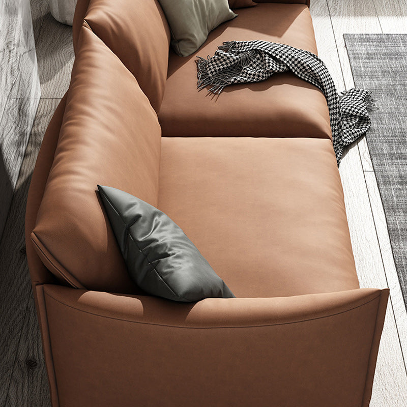 Stationary Living Room Square Arm Standard Orange Sofa with Cushions Clearhalo 'furn' 'furn_sofas' 'Furniture' 'furniture_sofas' 'kitchen' 'kitchen_sofas' 'Living Room Furniture' 'Sofa' 'sofas' 4689218