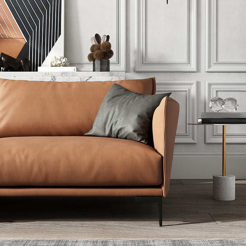 Stationary Living Room Square Arm Standard Orange Sofa with Cushions Clearhalo 'furn' 'furn_sofas' 'Furniture' 'furniture_sofas' 'kitchen' 'kitchen_sofas' 'Living Room Furniture' 'Sofa' 'sofas' 4689219