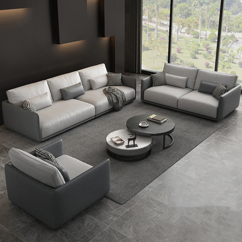 Living Room Contemporary Light-grey Standard Tuxedo Arm Sofa Chaise Clearhalo 'furn' 'furn_sofas' 'Furniture' 'furniture_sofas' 'kitchen' 'kitchen_sofas' 'Living Room Furniture' 'Sofa' 'sofas' 4689229