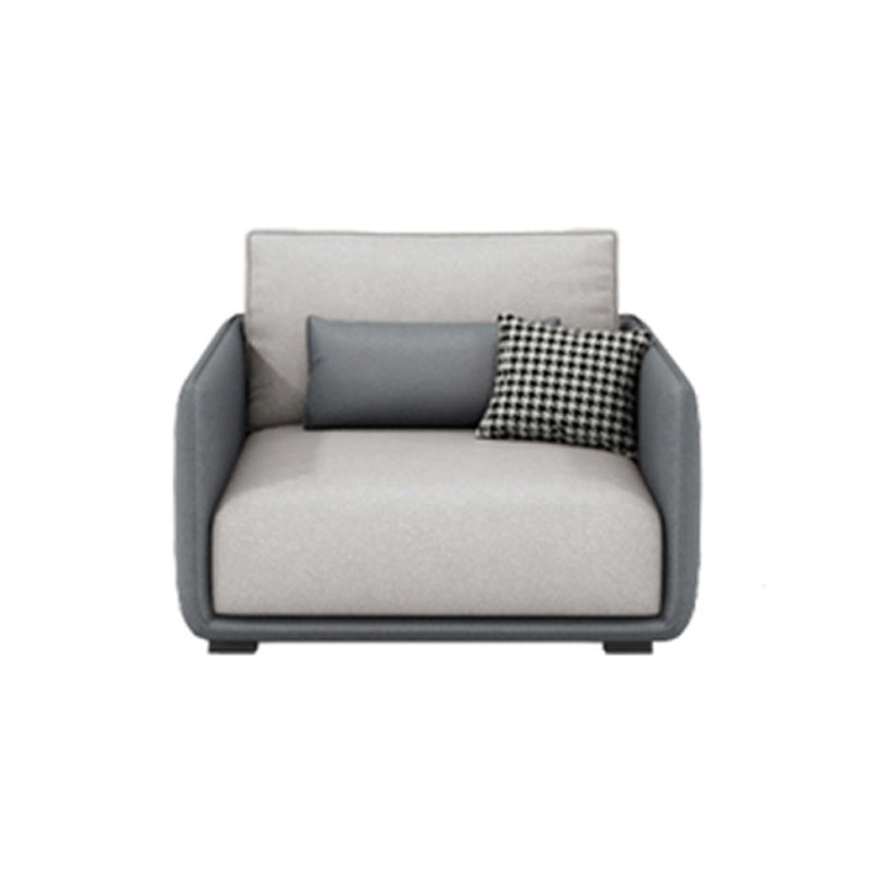 Living Room Contemporary Light-grey Standard Tuxedo Arm Sofa Chaise 37"L x 37"W x 28"H Clearhalo 'furn' 'furn_sofas' 'Furniture' 'furniture_sofas' 'kitchen' 'kitchen_sofas' 'Living Room Furniture' 'Sofa' 'sofas' 4689230