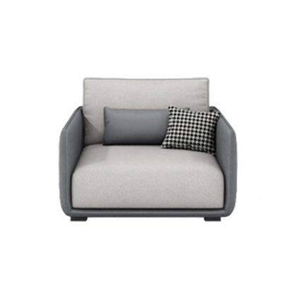 Living Room Contemporary Light-grey Standard Tuxedo Arm Sofa Chaise 37"L x 37"W x 28"H Clearhalo 'furn' 'furn_sofas' 'Furniture' 'furniture_sofas' 'kitchen' 'kitchen_sofas' 'Living Room Furniture' 'Sofa' 'sofas' 4689230