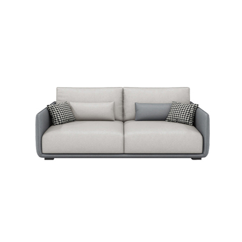 Living Room Contemporary Light-grey Standard Tuxedo Arm Sofa Chaise 67"L x 37.5"W x 27.5"H Clearhalo 'furn' 'furn_sofas' 'Furniture' 'furniture_sofas' 'kitchen' 'kitchen_sofas' 'Living Room Furniture' 'Sofa' 'sofas' 4689231