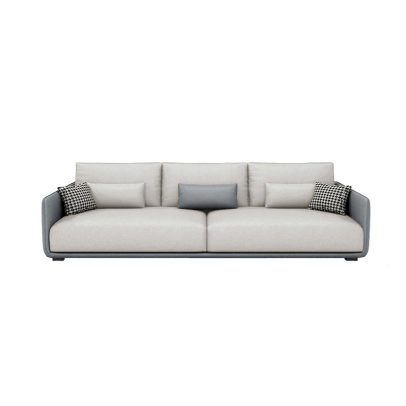 Living Room Contemporary Light-grey Standard Tuxedo Arm Sofa Chaise 83"L x 37"W x 27.5"H Latex Clearhalo 'furn' 'furn_sofas' 'Furniture' 'furniture_sofas' 'kitchen' 'kitchen_sofas' 'Living Room Furniture' 'Sofa' 'sofas' 4689232