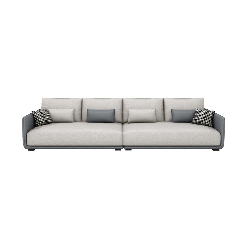 Living Room Contemporary Light-grey Standard Tuxedo Arm Sofa Chaise 126"L x 37.5"W x 27.5"H Clearhalo 'furn' 'furn_sofas' 'Furniture' 'furniture_sofas' 'kitchen' 'kitchen_sofas' 'Living Room Furniture' 'Sofa' 'sofas' 4689233