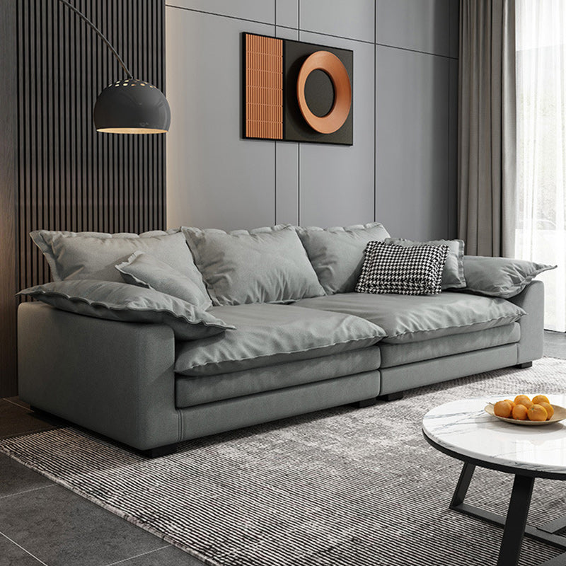 Living Room Pillow Arm Standard Loose Back Gray Contemporary Seating Clearhalo 'furn' 'furn_sofas' 'Furniture' 'furniture_sofas' 'kitchen' 'kitchen_sofas' 'Living Room Furniture' 'Sofa' 'sofas' 4689283
