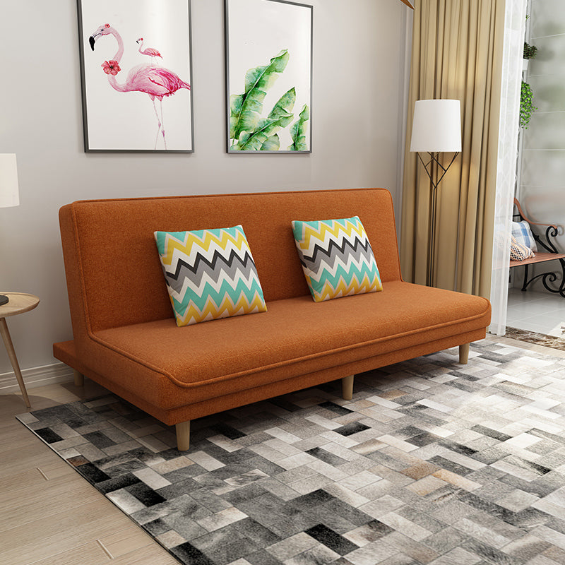 19.68" W Armless Settee with Cotton Blend Convertible Sleeper Sofa for Living Room Orange Clearhalo 'furn' 'furn_sofas' 'Furniture' 'furniture_sofas' 'kitchen' 'kitchen_sofas' 'Living Room Furniture' 'Sofa' 'sofas' 4690756