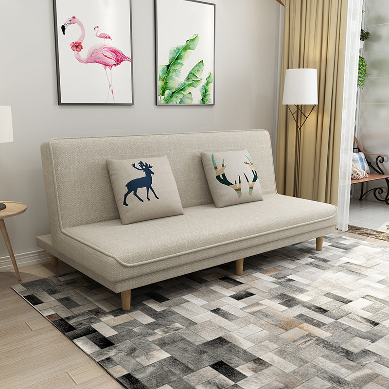 19.68" W Armless Settee with Cotton Blend Convertible Sleeper Sofa for Living Room Off-White Clearhalo 'furn' 'furn_sofas' 'Furniture' 'furniture_sofas' 'kitchen' 'kitchen_sofas' 'Living Room Furniture' 'Sofa' 'sofas' 4690757