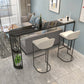 Marble Pub Table with Specialty Table Top Double Pedestal Table- 41.3" H Black Without Chairs Clearhalo 'Bar Furniture' 'Bar Tables' 'bar_tables' 'furn' 'furn_bar_tables' 'Furniture' 'furniture_bar_tables' 'Kitchen & Dining Furniture' 4691954