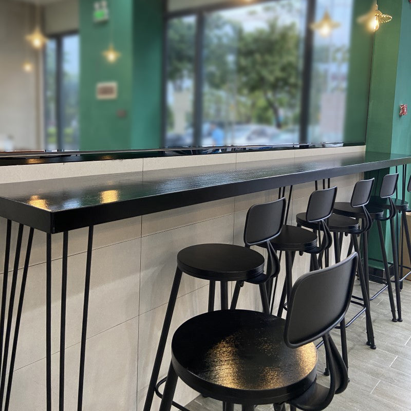 Solid Wood Counter Table with Rectangle Table Top Black Legs Table - 41.3" H Black Without Chairs Clearhalo 'Bar Furniture' 'Bar Tables' 'bar_tables' 'furn' 'furn_bar_tables' 'Furniture' 'furniture_bar_tables' 'Kitchen & Dining Furniture' 4691972