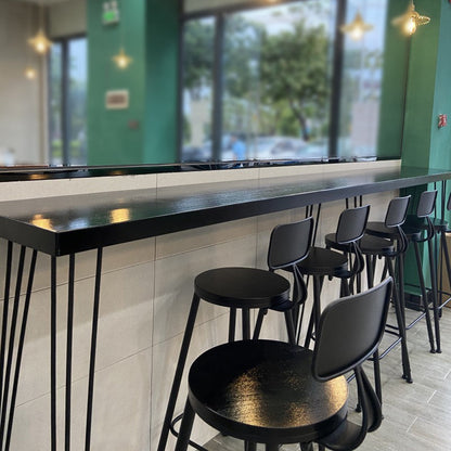 Solid Wood Counter Table with Rectangle Table Top Black Legs Table - 41.3" H Black Without Chairs Clearhalo 'Bar Furniture' 'Bar Tables' 'bar_tables' 'furn' 'furn_bar_tables' 'Furniture' 'furniture_bar_tables' 'Kitchen & Dining Furniture' 4691972