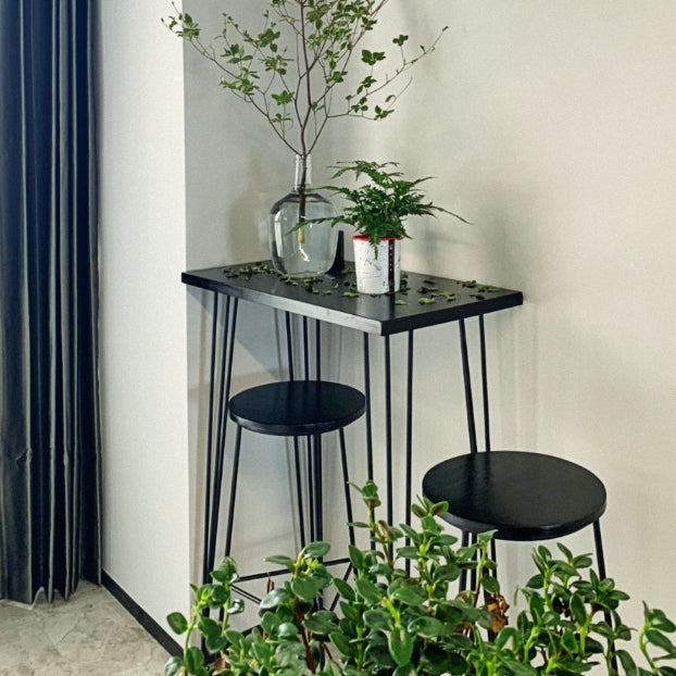 Solid Wood Counter Table with Rectangle Table Top Black Legs Table - 41.3" H Clearhalo 'Bar Furniture' 'Bar Tables' 'bar_tables' 'furn' 'furn_bar_tables' 'Furniture' 'furniture_bar_tables' 'Kitchen & Dining Furniture' 4691977