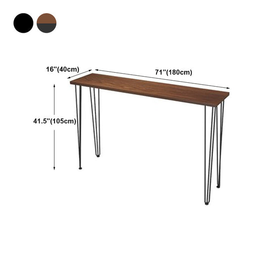 Solid Wood Counter Table with Rectangle Table Top Black Legs Table - 41.3" H Clearhalo 'Bar Furniture' 'Bar Tables' 'bar_tables' 'furn' 'furn_bar_tables' 'Furniture' 'furniture_bar_tables' 'Kitchen & Dining Furniture' 4691982