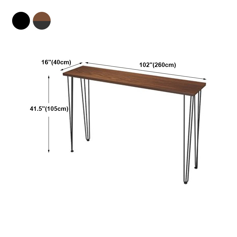 Solid Wood Counter Table with Rectangle Table Top Black Legs Table - 41.3" H Clearhalo 'Bar Furniture' 'Bar Tables' 'bar_tables' 'furn' 'furn_bar_tables' 'Furniture' 'furniture_bar_tables' 'Kitchen & Dining Furniture' 4691985