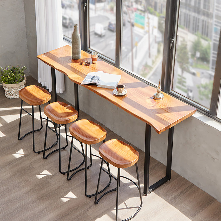 Wood Pub Table with Rectangle Table Top Black Double Pedestal Table - 41.3" H 55.1"L x 17.7"W x 41.3"H Without Chairs Clearhalo 'Bar Furniture' 'Bar Tables' 'bar_tables' 'furn' 'furn_bar_tables' 'Furniture' 'furniture_bar_tables' 'Kitchen & Dining Furniture' 4691988