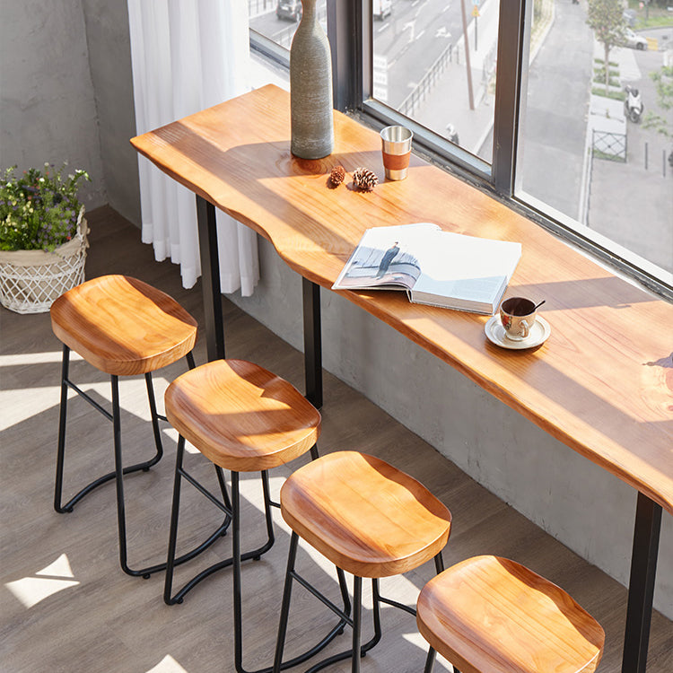 Wood Pub Table with Rectangle Table Top Black Double Pedestal Table - 41.3" H Clearhalo 'Bar Furniture' 'Bar Tables' 'bar_tables' 'furn' 'furn_bar_tables' 'Furniture' 'furniture_bar_tables' 'Kitchen & Dining Furniture' 4691990