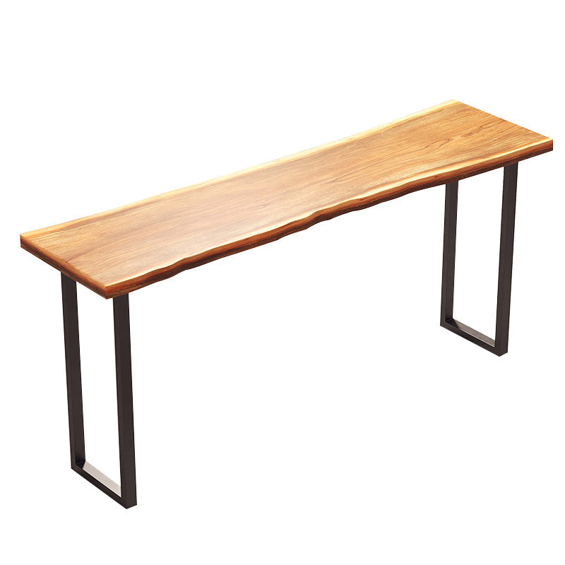 Wood Pub Table with Rectangle Table Top Black Double Pedestal Table - 41.3" H Without Chairs Clearhalo 'Bar Furniture' 'Bar Tables' 'bar_tables' 'furn' 'furn_bar_tables' 'Furniture' 'furniture_bar_tables' 'Kitchen & Dining Furniture' 4691991
