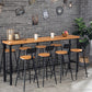 Wood Cocktail Bar Table with Rectangle Table Top Black Trestle Table - 41.3" H Natural Without Chairs Clearhalo 'Bar Furniture' 'Bar Tables' 'bar_tables' 'furn' 'furn_bar_tables' 'Furniture' 'furniture_bar_tables' 'Kitchen & Dining Furniture' 4692003