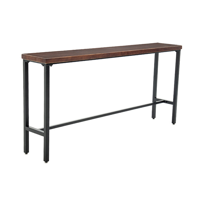 Wood Cocktail Bar Table with Rectangle Table Top Black Trestle Table - 41.3" H Brown Without Chairs Clearhalo 'Bar Furniture' 'Bar Tables' 'bar_tables' 'furn' 'furn_bar_tables' 'Furniture' 'furniture_bar_tables' 'Kitchen & Dining Furniture' 4692005